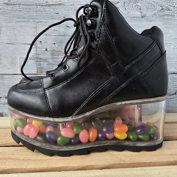 YRU Qloud 2091 High Platform Boots Black Clear Size 7 - Picture 6 of 12